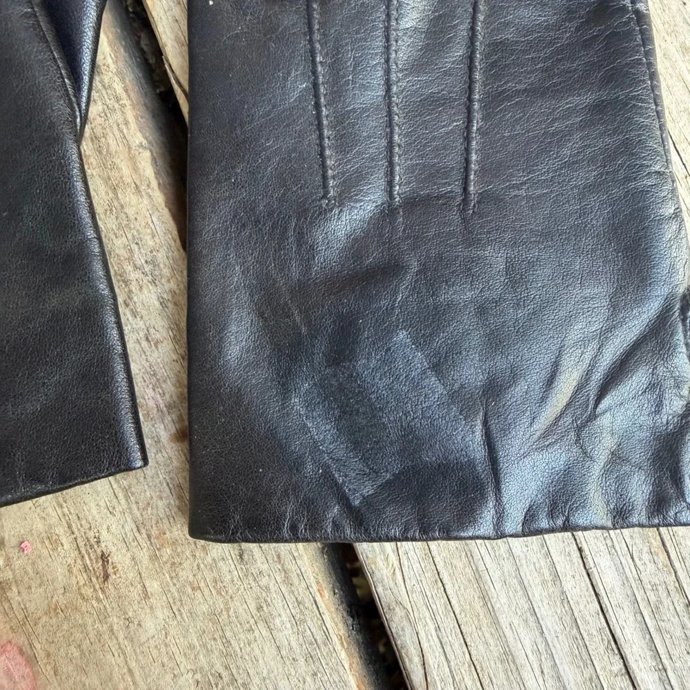 Lands End Leather Gloves Womens Size 6.5 Black Thinsulate Lined